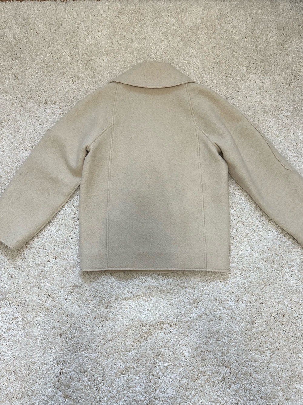 Wool-Blend Beige Peacoat Jacket - Women's Coat - Picture 3 of 3